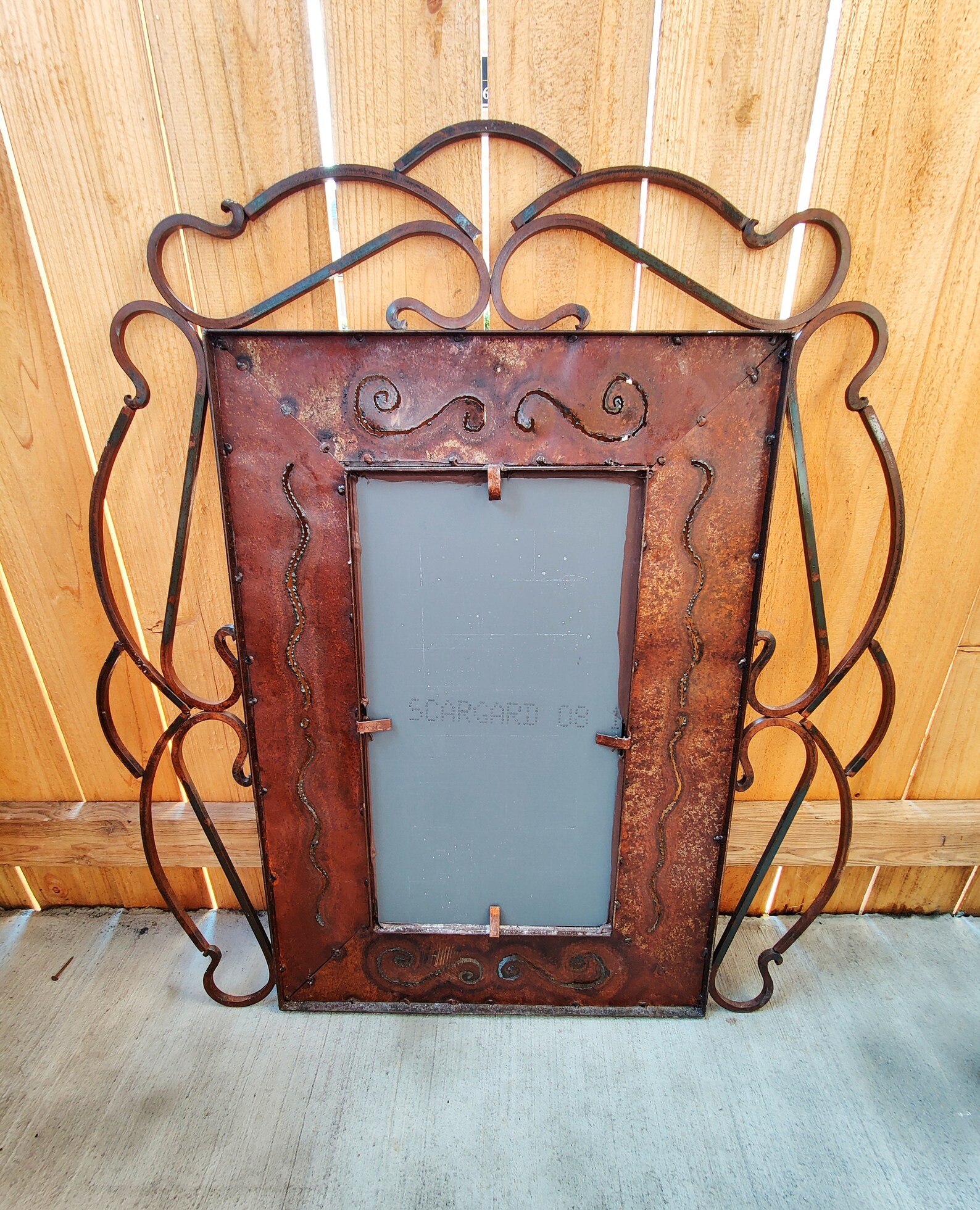 Large Rustic Wrought Iron Mirror Vintage Mirrors Wrought Iron Etsy