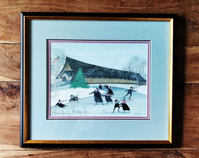 P Buckley Moss Limited Edition Print Skating at the Bridge P Buckley