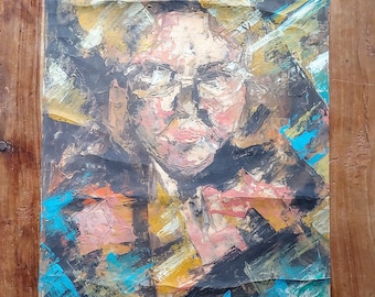 Mid Century Abstract Portrait Painting, Original Art, Abstract Portrait, Mid Century Art