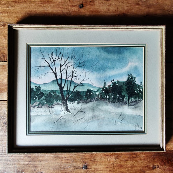 Vintage Landscape Painting by Judy Original Art Landscape Paintings Snowscape Paintings