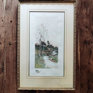 Antique Hand Colored Etching by Felix Rosenstiel London Antique Etchings Landscape Etchings