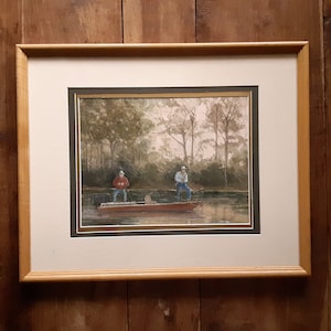 Watercolor Painting by C Fickles, Original Art, Fisherman Painting, Fickles Artist