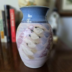 Studio Art Pottery Vase by Martha Ungate Original Art Stoneware Vase Blue White Ungate Pottery