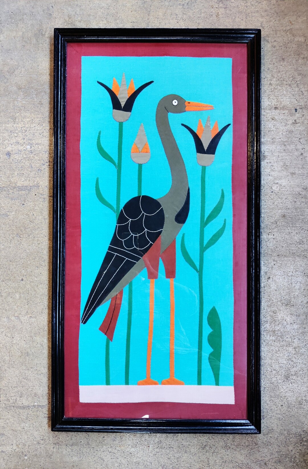 Mid Century Textile Wall Art Original Art Wildlife Art Mid Etsy