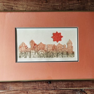 Marcia Isaacs Etching Original Art Mid Century Art Judaica Marcia Isaacs Artist