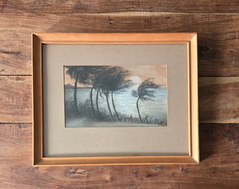 Vintage Pastel Landscape Paintings by Ann Page Original Art Tropical Beach Paintings Mexican Paintings Acapulco Mid Century Art