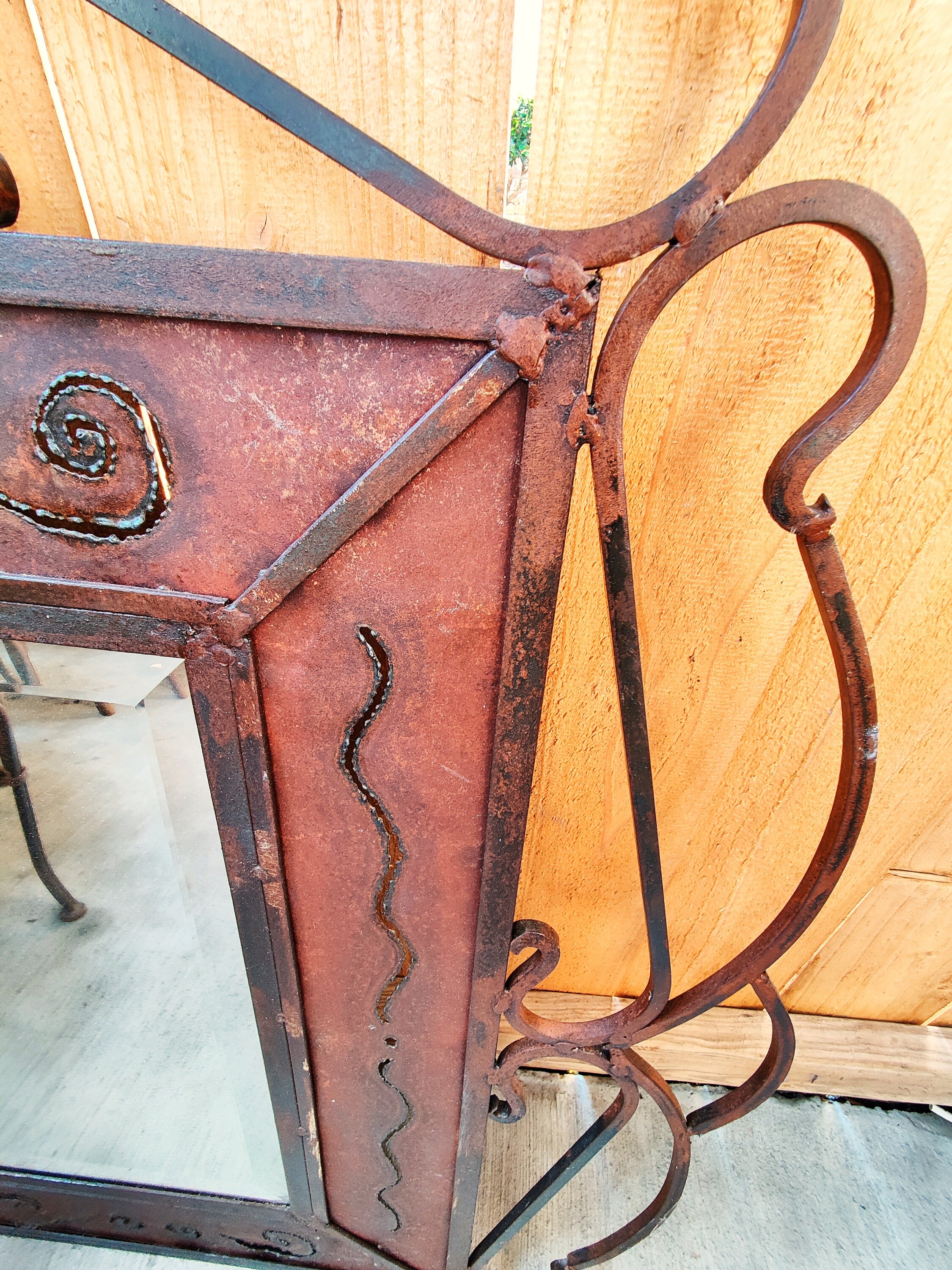 Large Rustic Wrought Iron Mirror Vintage Mirrors Wrought Iron Etsy