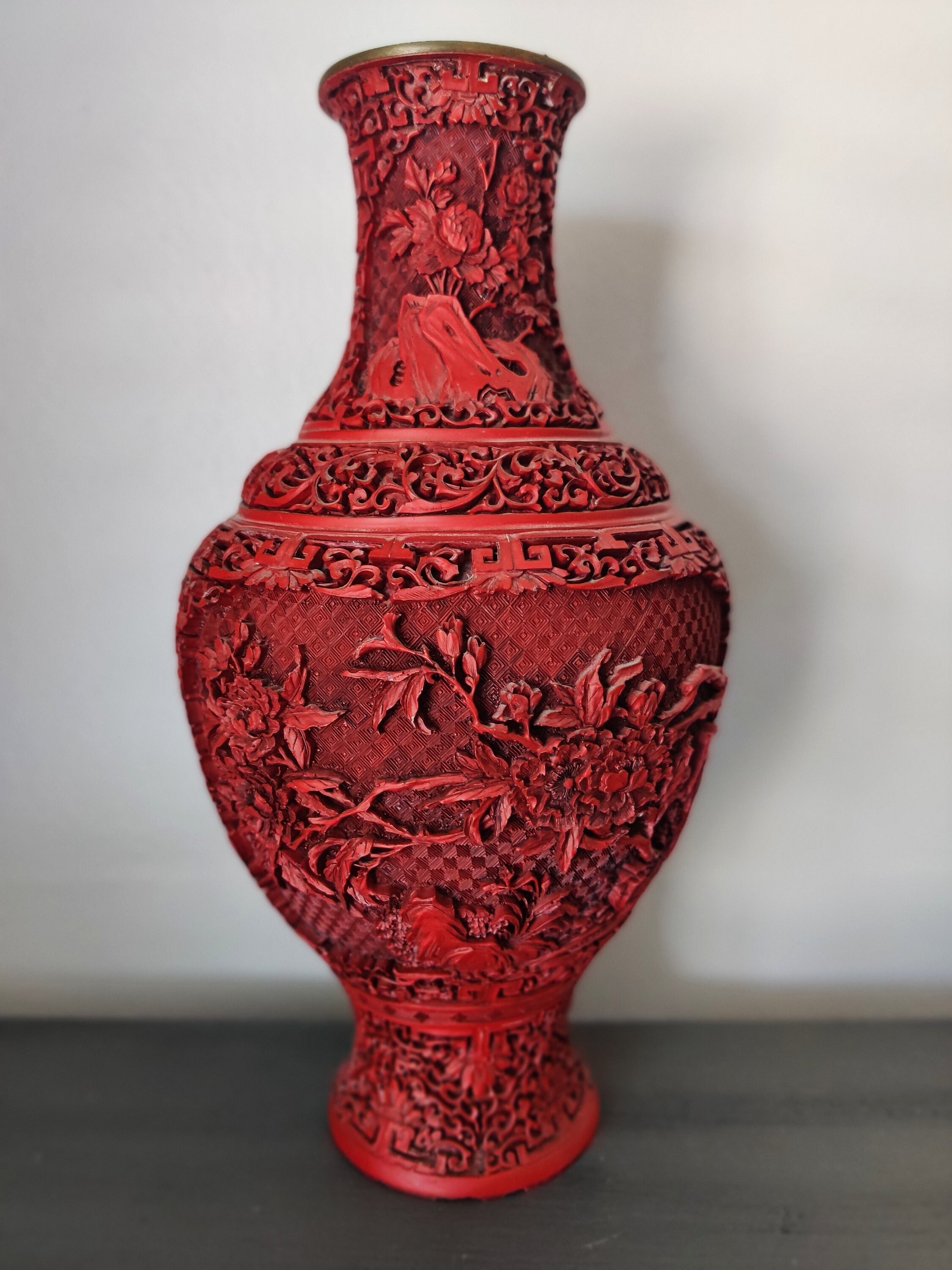 Chinese Carved Lacquerware Vase Chinese Red Vase Chinese Art Etsy