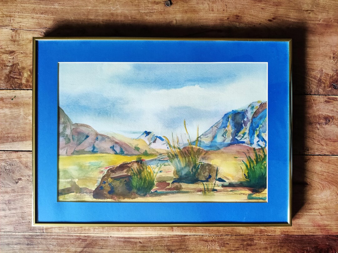 Mid Century Watercolor Landscape Painting Original Art Landscape ...