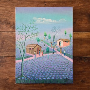 Aida Dostaly Haitian Art: Vintage Oil Painting, 1981 (16x12)