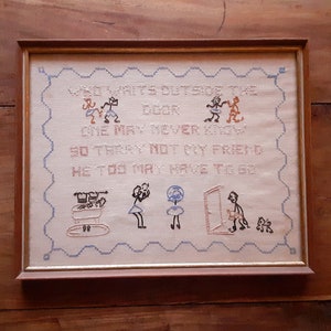 Vintage Cross Stitch Sampler, Original Art, Cross Stitch Sampler