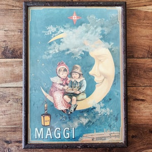 Cartel publicitario francés antiguo de la sopa Maggi Carteles antiguos