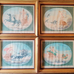 Antique Italian Engravings of The Chariots of The Gods by Pietro Bonato Veneto Antique Prints Italian Art Raffaello Urbino Mythological Art