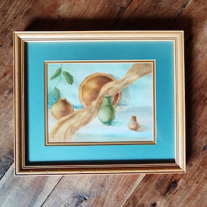 Vintage Still Life Watercolor Painting by D Meschke - Framed Original Art