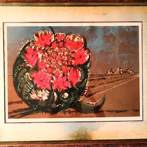 Dean Meeker: Mid-Century abstrakte Landschaft, Siebdruck, &quot;Barrel Cactus&quot;