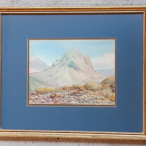 Antique Swiss Alps Watercolor Painting Original Painting Swiss Alps Antique Paintings