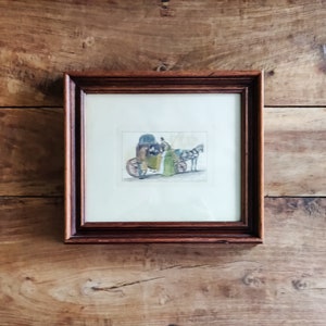 Antique Hand Colored Etching Original Art Victorian Art Antique Etchings