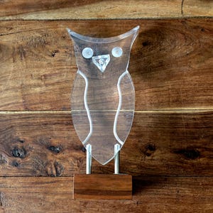 Mid Century Lucite Owl Sculpture Original Art Mid Century Decor Owl Sculptures Abstract Art Brutalist Sculptures
