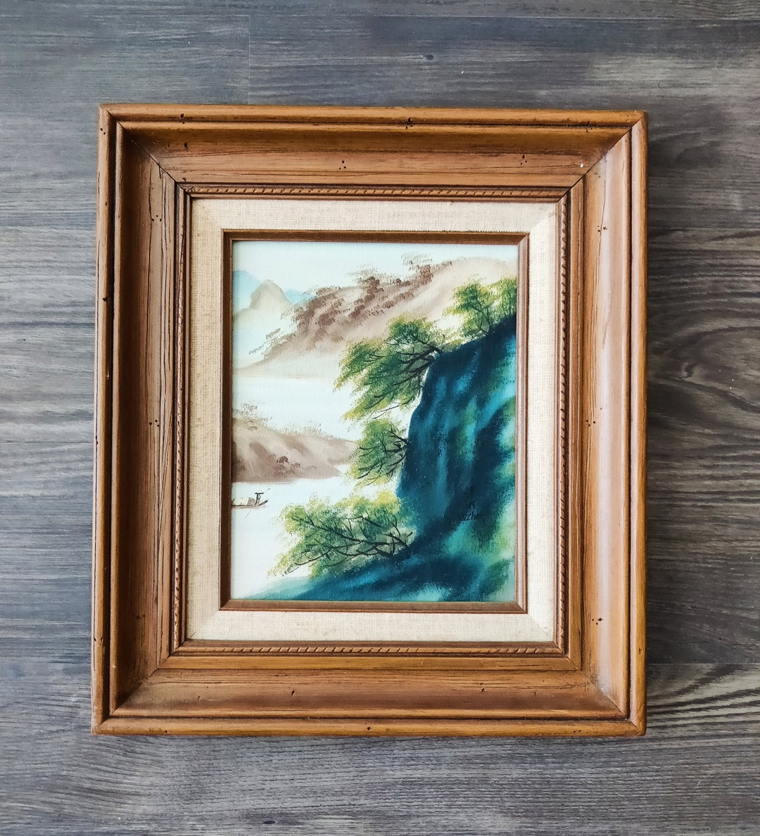 Vintage Chinese Landscape Painting by W Chan Original Art Vintage ...