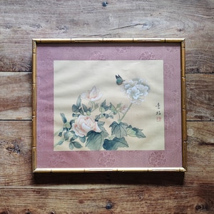 Vintage Japanse zijdeschildering Originele kunst Japanse kunst Botanische kunst Japanse schilderijen