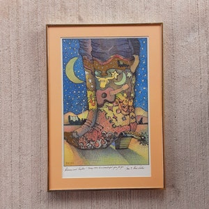Thom Ricks Hand Colored Print, Texas Art, Southwestern Art, Thom Ricks Artist
