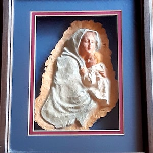 Vintage Paper Art by Barbara Rasa Original Art Religious Art Virgin Mary Catholic Art