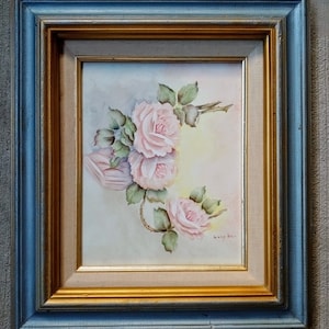 Floral Still Life Oil Painting by Lucy Bain, Original Framed Art