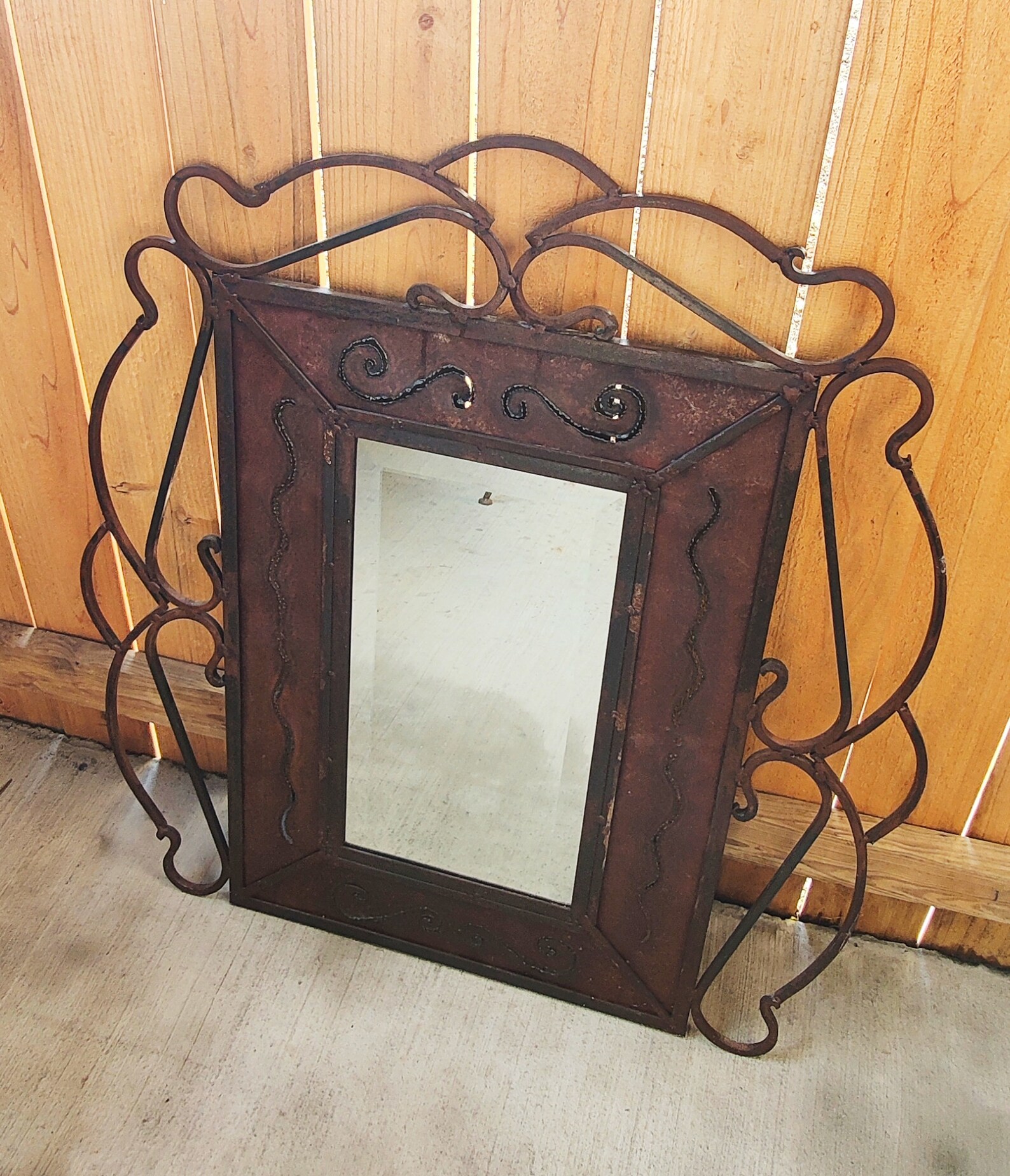 Large Rustic Wrought Iron Mirror Vintage Mirrors Wrought Iron Etsy