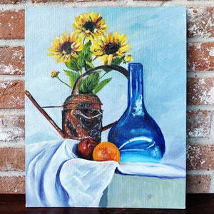 Still Life Oil on Board Painting Original Art Flower Paintings Still Life Paintings