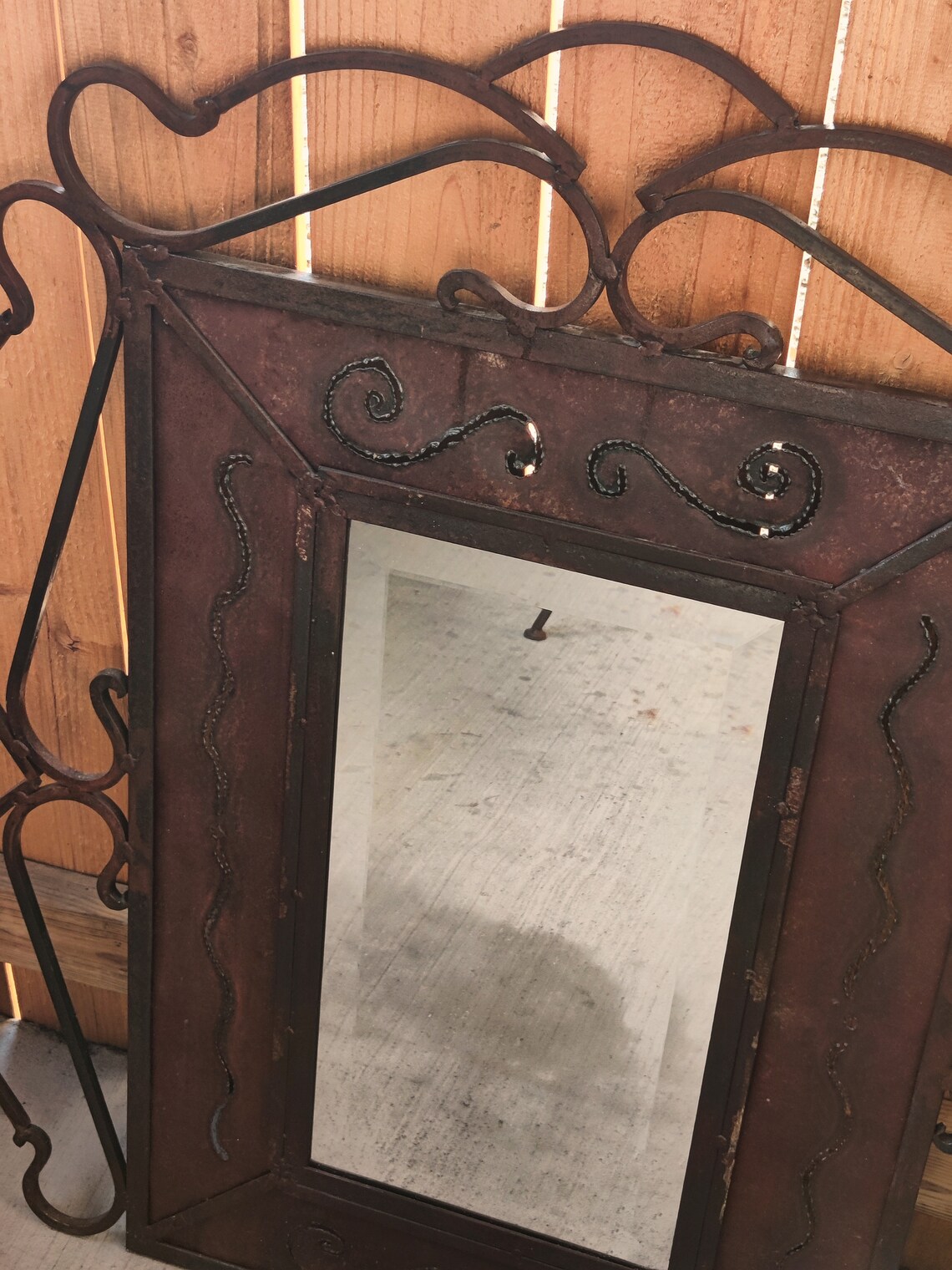 Large Rustic Wrought Iron Mirror Vintage Mirrors Wrought Iron Etsy