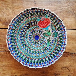 Vintage Turkish Ceramic Wall Plate: Ottoman Art Decor (12 inch)
