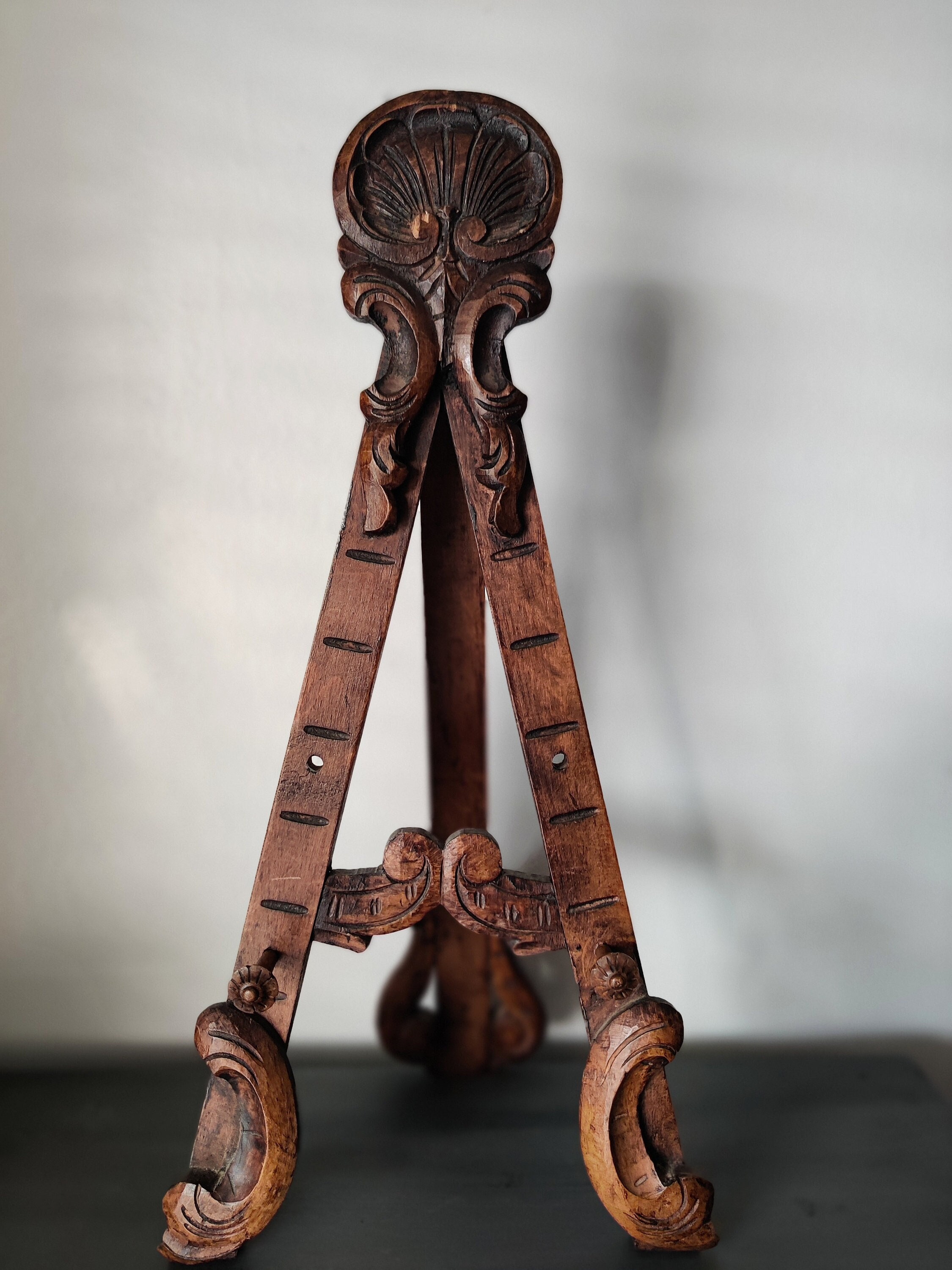 XL Baroque Carved Wood Laurel Crown FLOOR EASEL Art Display Stand 87 X 27 
