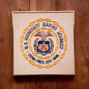 Marine marchande américaine, broderie d&#39;art milieu du siècle, broderie, broderie, art, Merchant Marine Academy