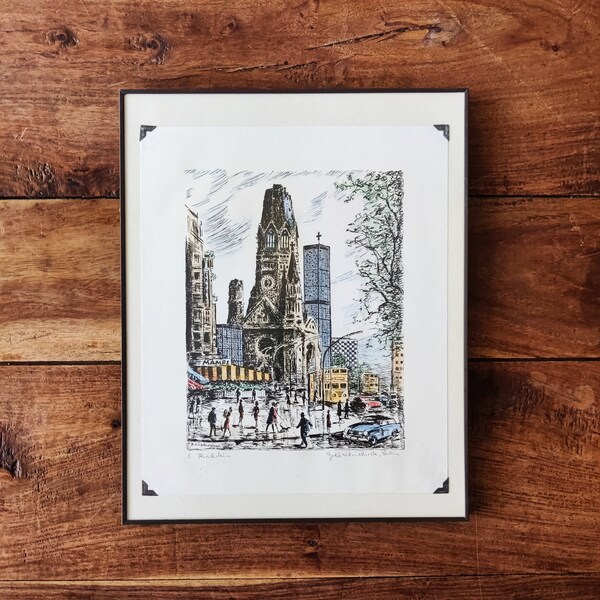 Erhard Kirschstein Hand Colored Print Original Art Vintage German Art Berlin Erhard Kirschstein Artist