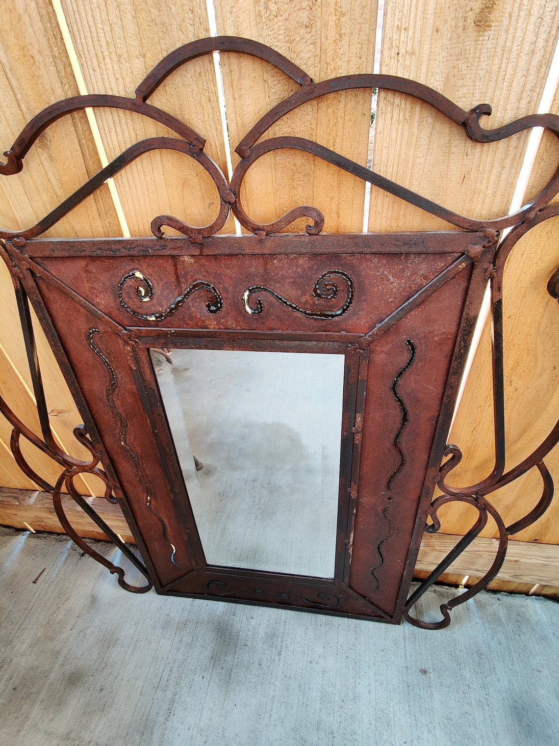 Large Rustic Wrought Iron Mirror Vintage Mirrors Wrought Iron Etsy
