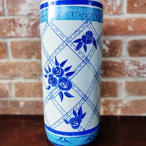 Mid Century Chinese Ceramic Umbrella Stand Chinese Pottery Chinese Art Blue and White Umbrella Stand