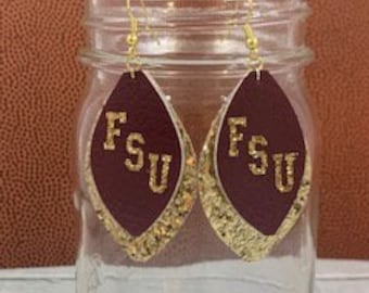 Florida State University Faux Leather Layered Earrings