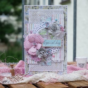 Glückwunschkarte / Karte mit Blumen / Geschenk zu Geburtstag / Grußkarte / Karte aus Papier / Papierblumen / Gratulationskarten / Scrapbook