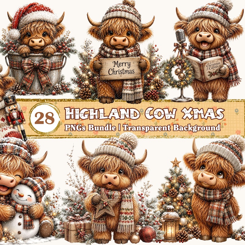 Highland Cow Winter Seamless - Etsy UK