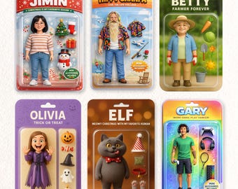 Trasforma la tua foto in un ritratto di action figure, action figure personalizzata, ritratto personalizzato di una scatola di giocattoli, arte digitale personalizzata