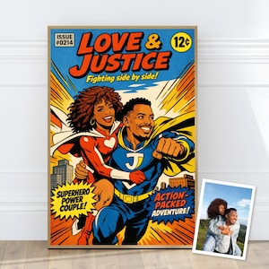 Personalized Comic Book Cover Portrait from Photo | Gift for Him | Father Mother Day Gift | Vintage Comic Style | Printable Digital Download