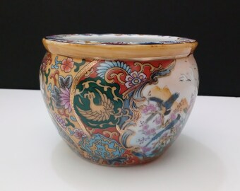 Large Chinese Porcelain Famille Rose Fish Bowl Jardiniere Hand Painted Planter Hand Painted Planter Planters Fish Bowl