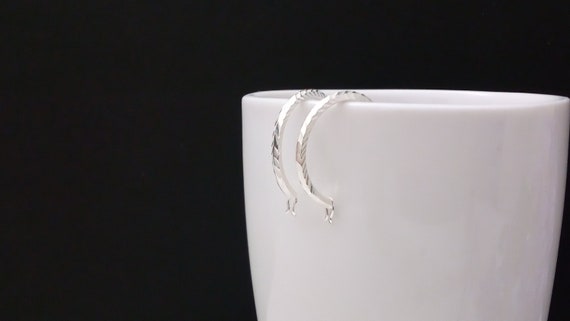 Sterling Silver Hoop Earrings.  Vintage, marked 9… - image 4