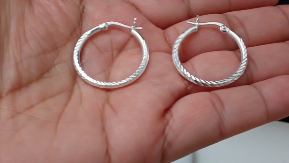 Sterling Silver Hoop Earrings.  Vintage, marked 9… - image 1