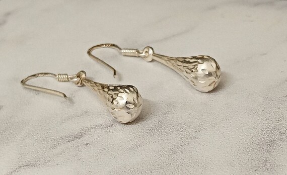 Sterling Silver Tear Drop Earrings.  Vintage,  Ma… - image 3