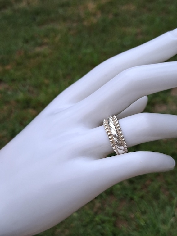 Vintage Sterling Silver Ribbed Ring - Size 6.75 - image 5