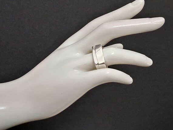 Vintage Chunky Sterling Silver Square Ring - Mexi… - image 1