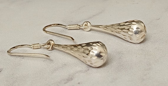 Sterling Silver Tear Drop Earrings.  Vintage,  Ma… - image 2