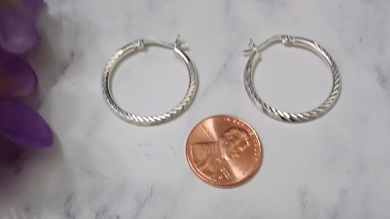 Sterling Silver Hoop Earrings.  Vintage, marked 9… - image 2