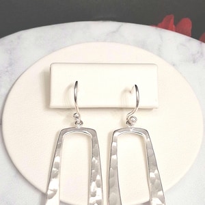 Sterling Silver Hammered Rectangular Earrings. Vintage , Marked 925, Free Shipping.